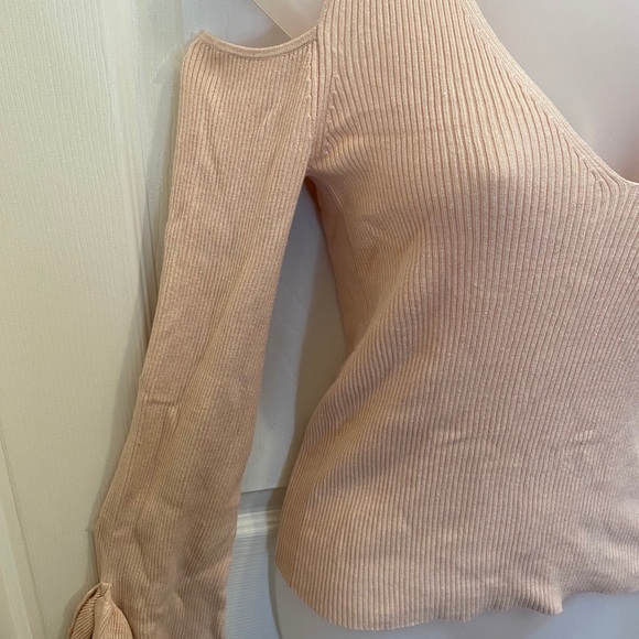 Express Cold Shoulder Ruffle Long Sleeve Sweater - Picture 3 of 11